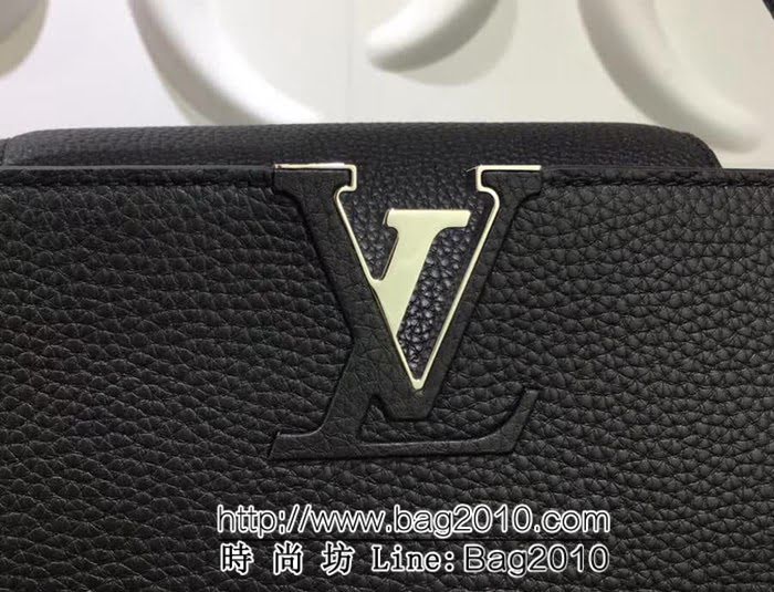 路易威登LV頂級原單M48869黑色經典Capucines中號牛皮手提斜挎包 YDH1693